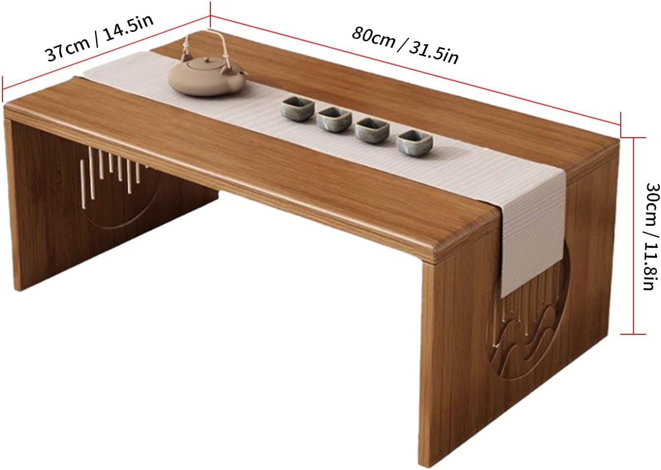 Japanese Folding Coffee Table, Foldable Low Coffee Tables, Bamboo Floor Table Desk for Sitting on The Floor, No Assembly, Portable Living Coffee Table (31.5Inch)