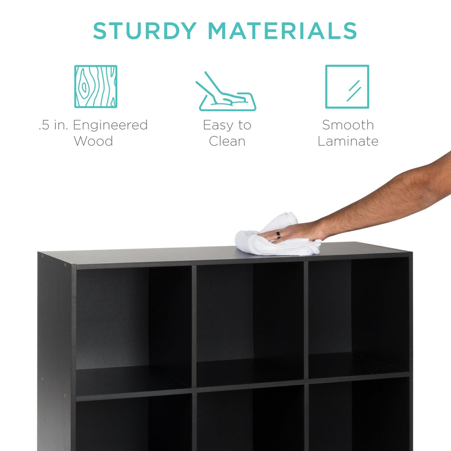 Best Choice Products 9-Cube Storage Organizer, 11in Shelf Opening, Bookcase, Display Shelf, Customizable w/ 3 Removable Back Panels - Black