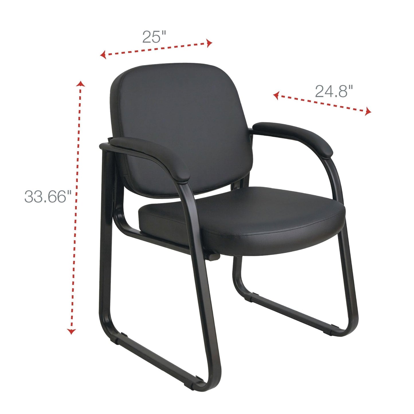 Alera Genaro Series Half-Back Sled Base Guest Chair, 25" x 24.80" x 33.66", Black