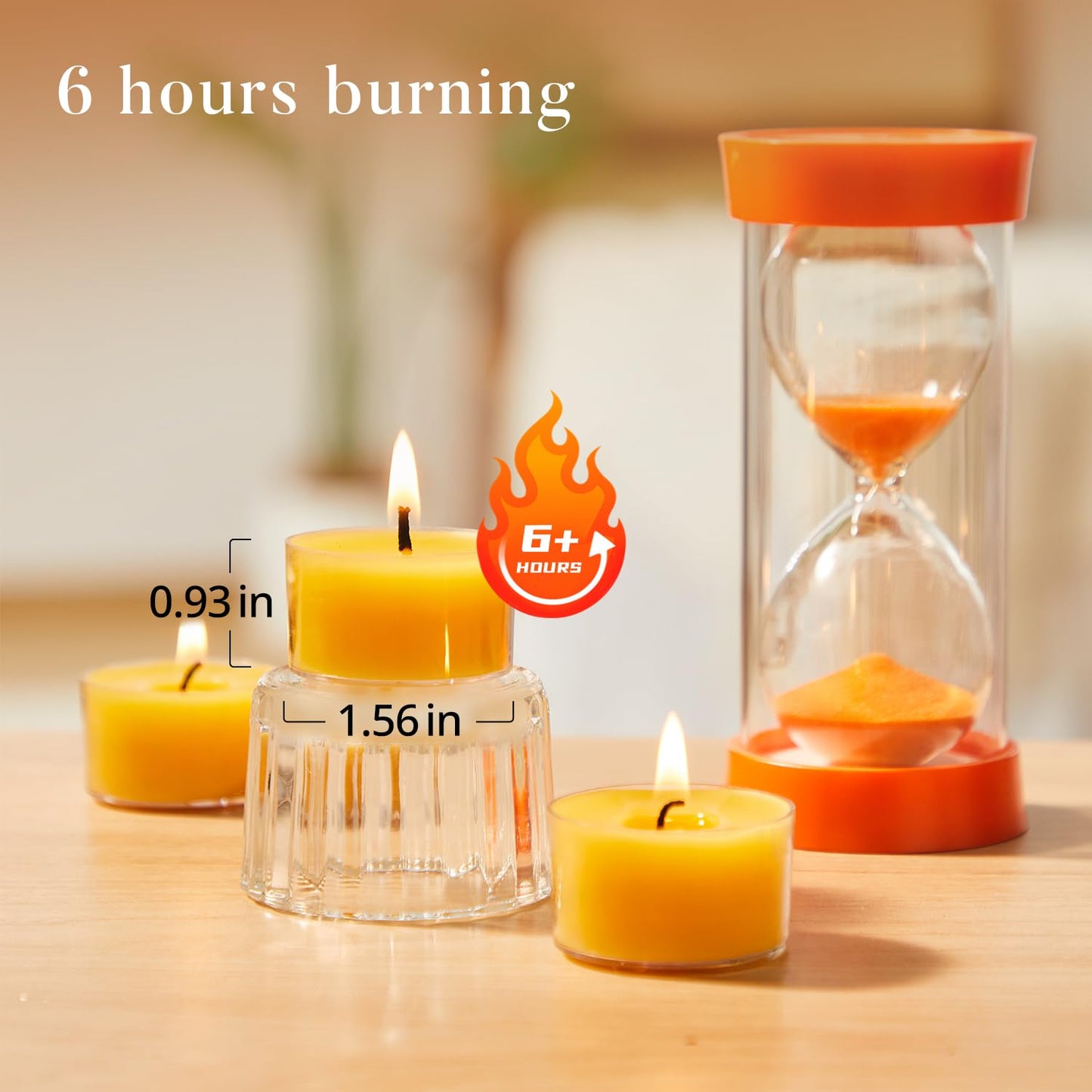 Ashlux 96 Pack Beeswax Tea Lights, 6-Hour Long Burning Tealight Candles in Clear Cup, Tea Candles Pefect for Air Purification Meditation Dinner Home Decor