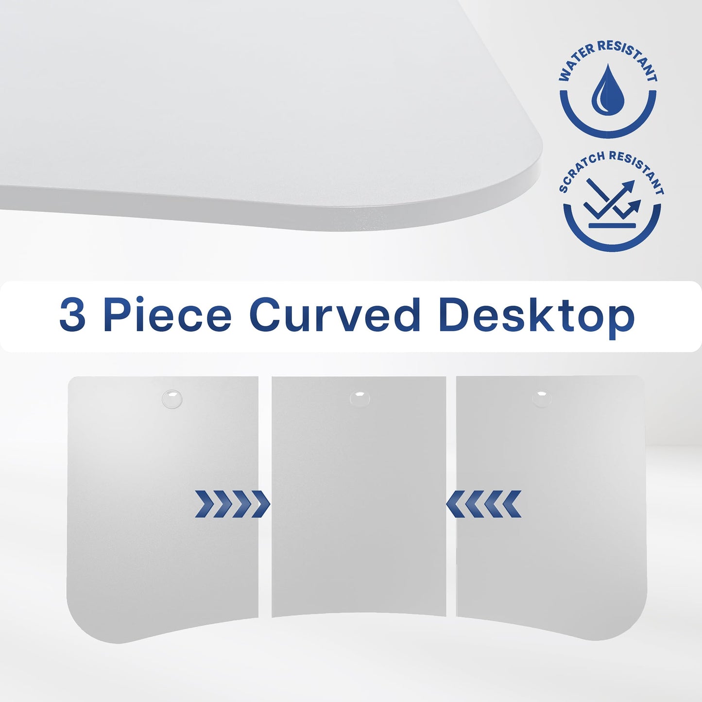 VIVO 63 x 32 inch Universal Table Top for Standard and Sit to Stand Height Adjustable Home and Office Desk Frames, 3 Section Desktop, White, DESK-TOP1W