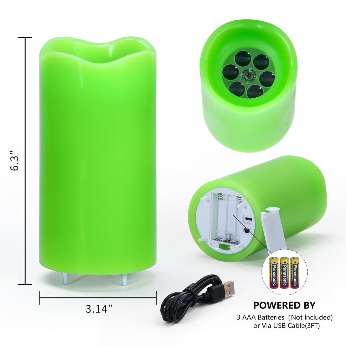 XingsLight St Patricks Day Decorations Flameless Candles with Lucky Clover Projector, Green LED Candle with Remote and Timer