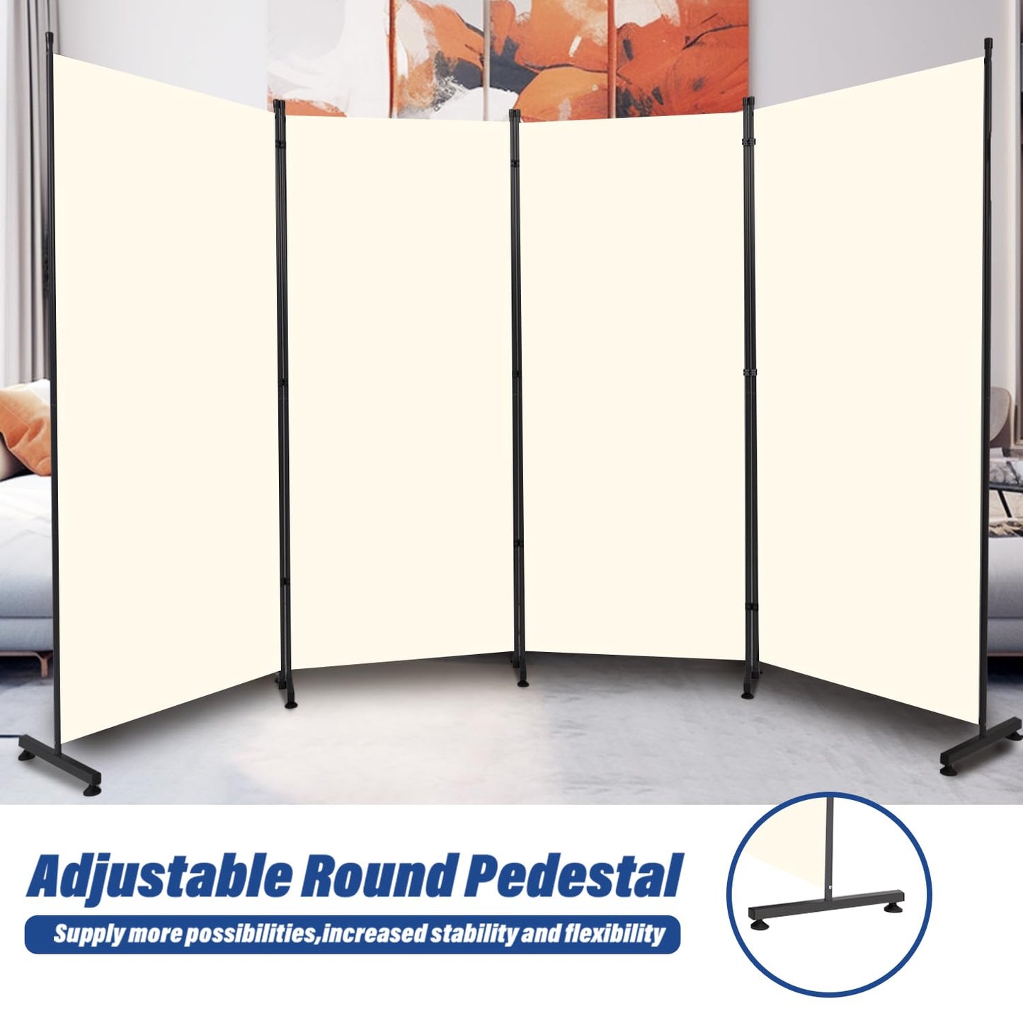 Room Divider 6ft Room Dividers and Folding Privacy Screens, 4 Panel Partition Room Divider Fabric Panel, Indoor Wall Divider for Room Separation Freestanding Space Separators for Bedroom Office Studio