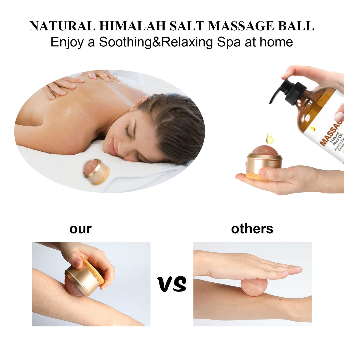 gemshan Himalayan Salt Massage Ball - Full Body Roller Tool, Neck Back Arm Pain Relief