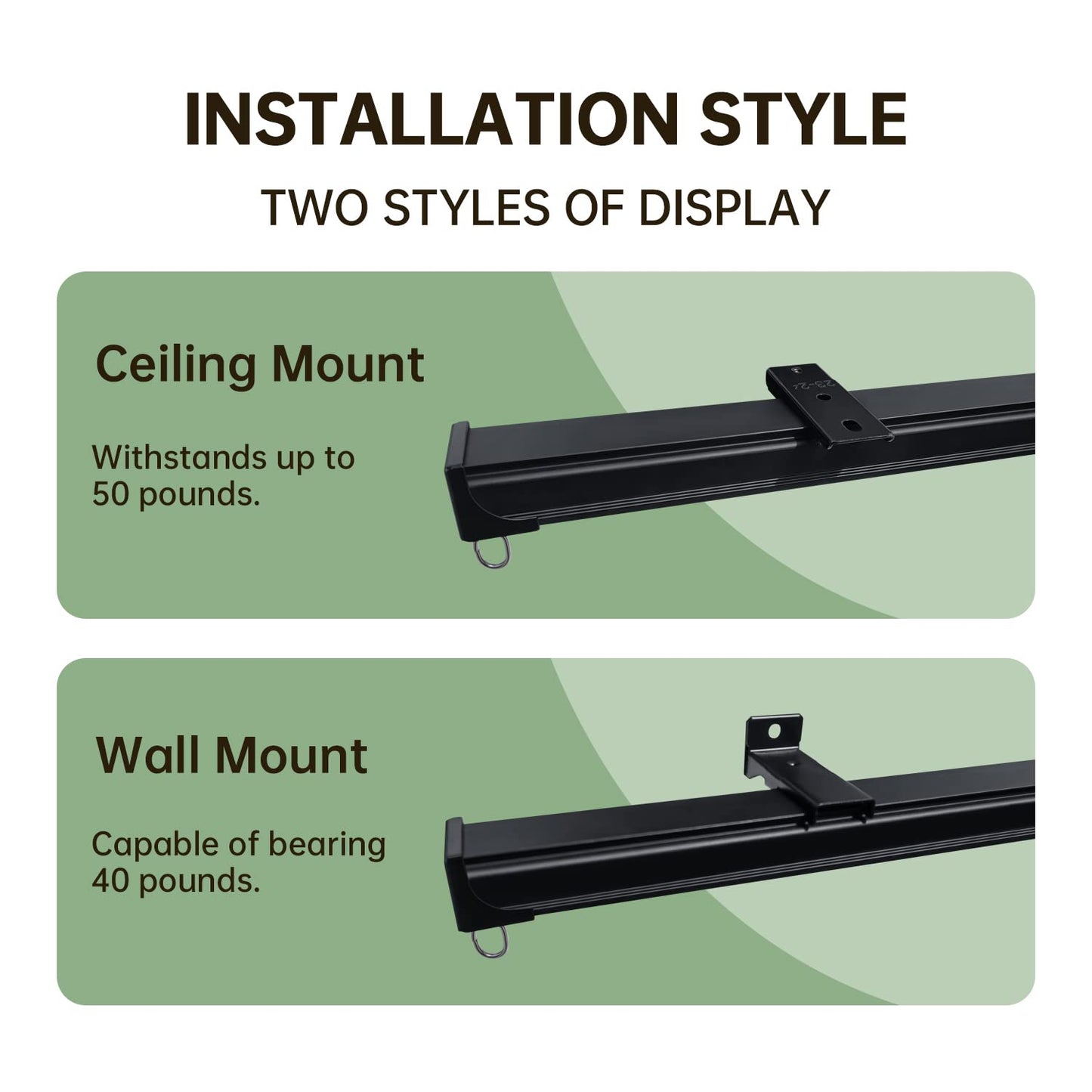 MaKefeile Ceiling Curtain Tracks 12FT,Curtain Track Wall Mount,Ceiling Mounted Sliding Door Curtains Rails Outdoor Extra Long Curtains Rod Room Divider Track for Living Bedroom with Hooks,Black