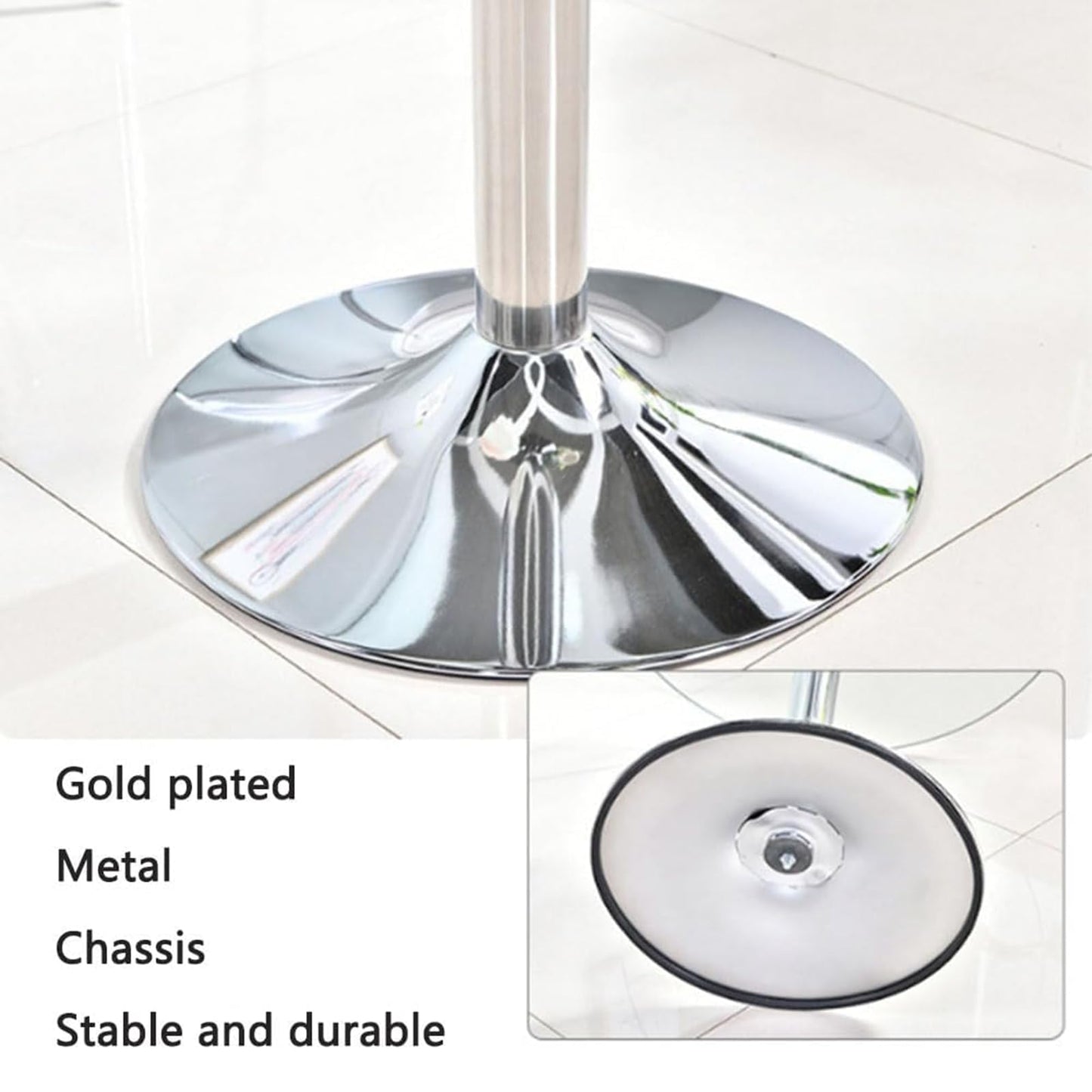 HYYTEIBL 23.4" Round Glass Dining Table, Modern Circular, Sturdy Base and Perfect for 2-4 Seat, Bistro Style for Dining Room, Living Room, Balcony, Cafe