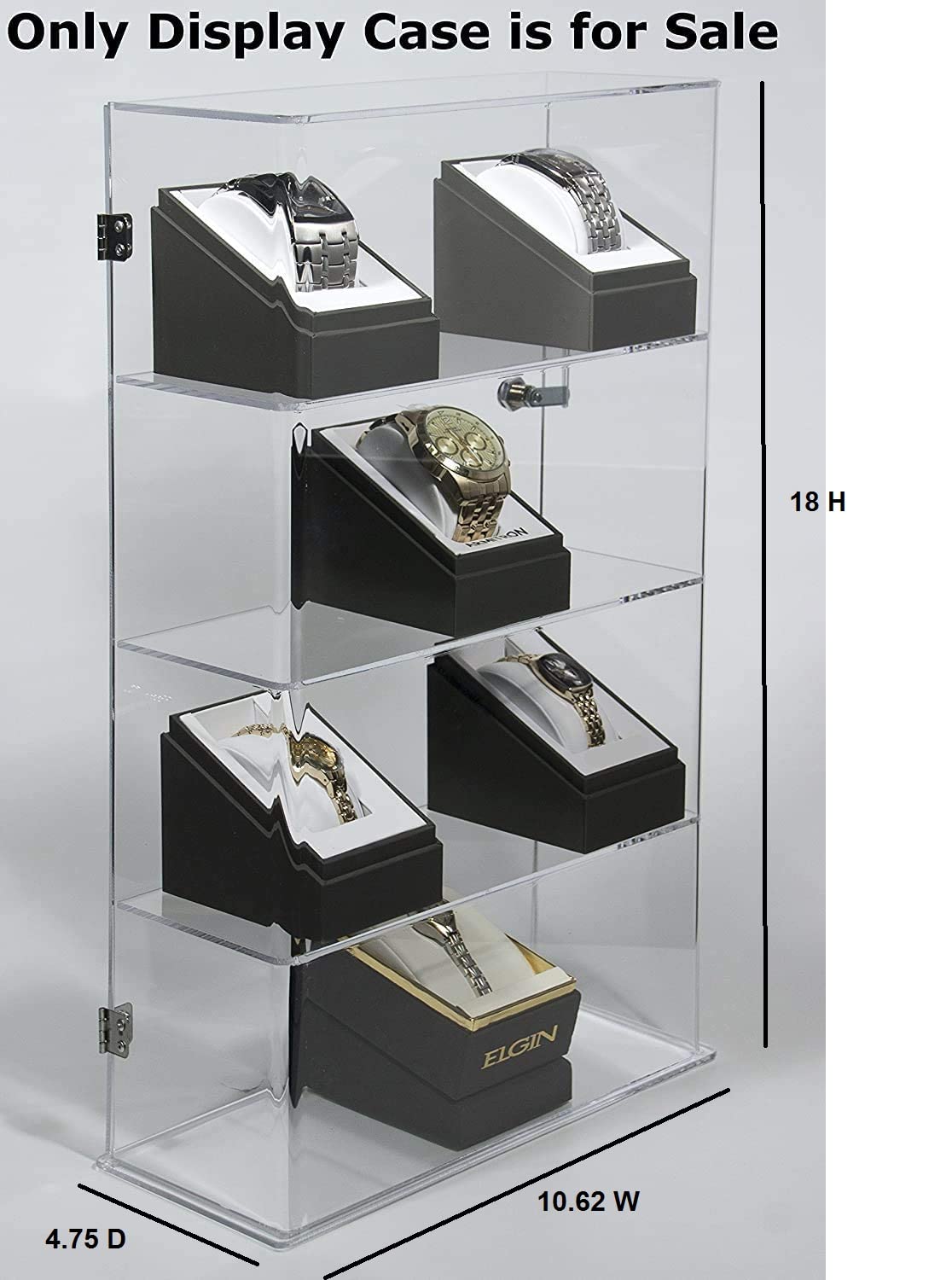 4 Tier Transparent Acrylic Display Case with Lock,Clear Show Case for Collectible, Vertical Curio,See-Through Locking Cabinet,Dustproof Protection 10.25 x 4.25 x 18.25 Inches