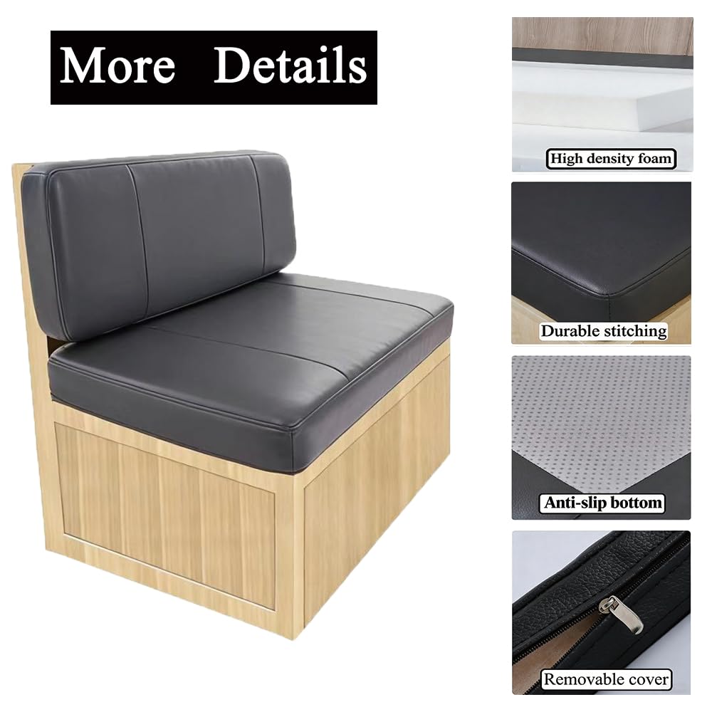 42 Inch RV Dinette Cushions Replacement Includes 2 Booth Seats and 2 Backrests with Momery Foam Bench Seat Cushion for RV, Camper, Travel Trailer Bed, Black