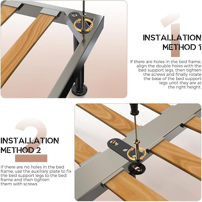 6Pcs Bed Frame Support Leg, Adjustable 14" to 23.6", Increase Under-Bed Storage