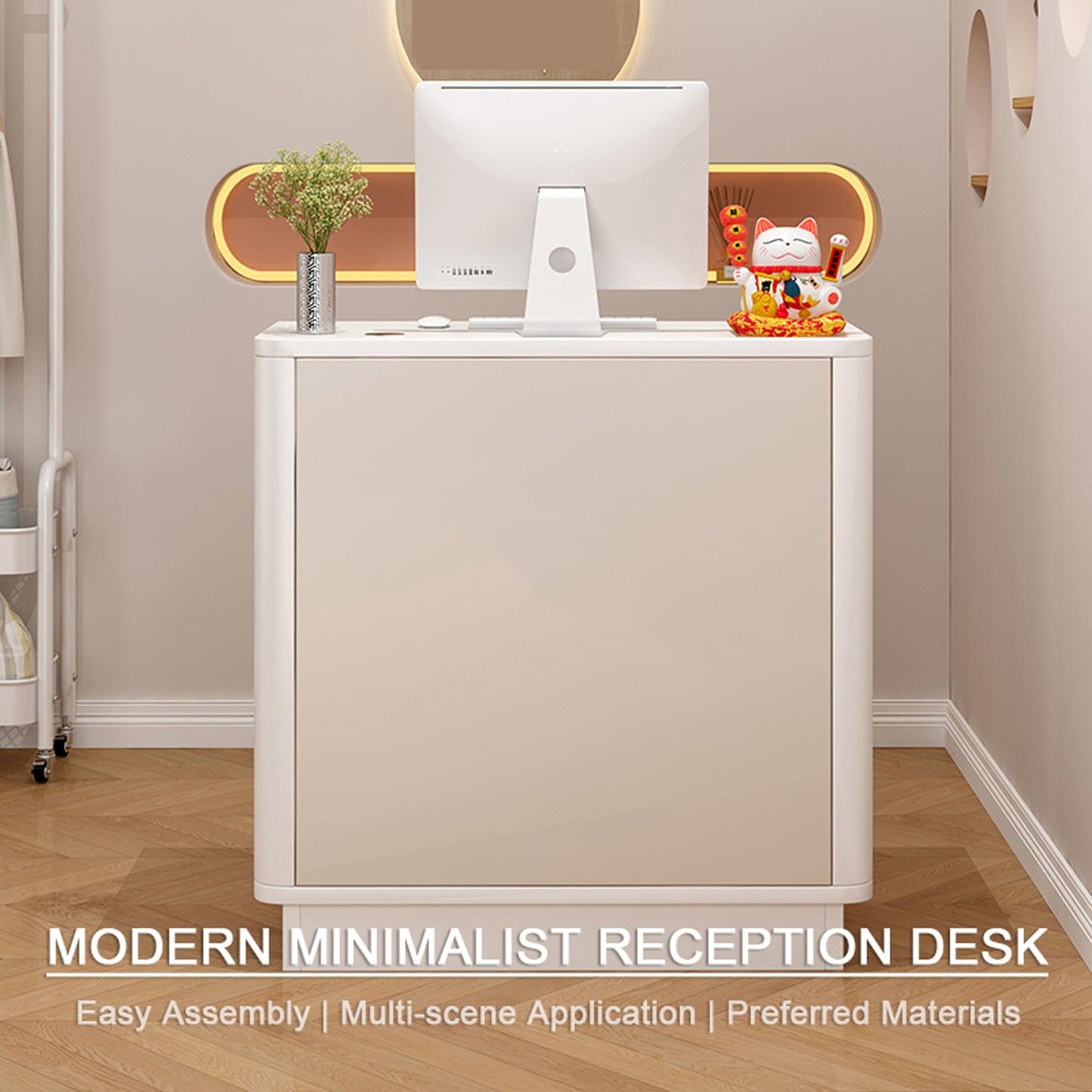 Lockable Reception Desk with Counter - Small Cashier's Desk for Salon, Office, and Front Counter Use - Stylish and Secure Solution for Reception Areas
