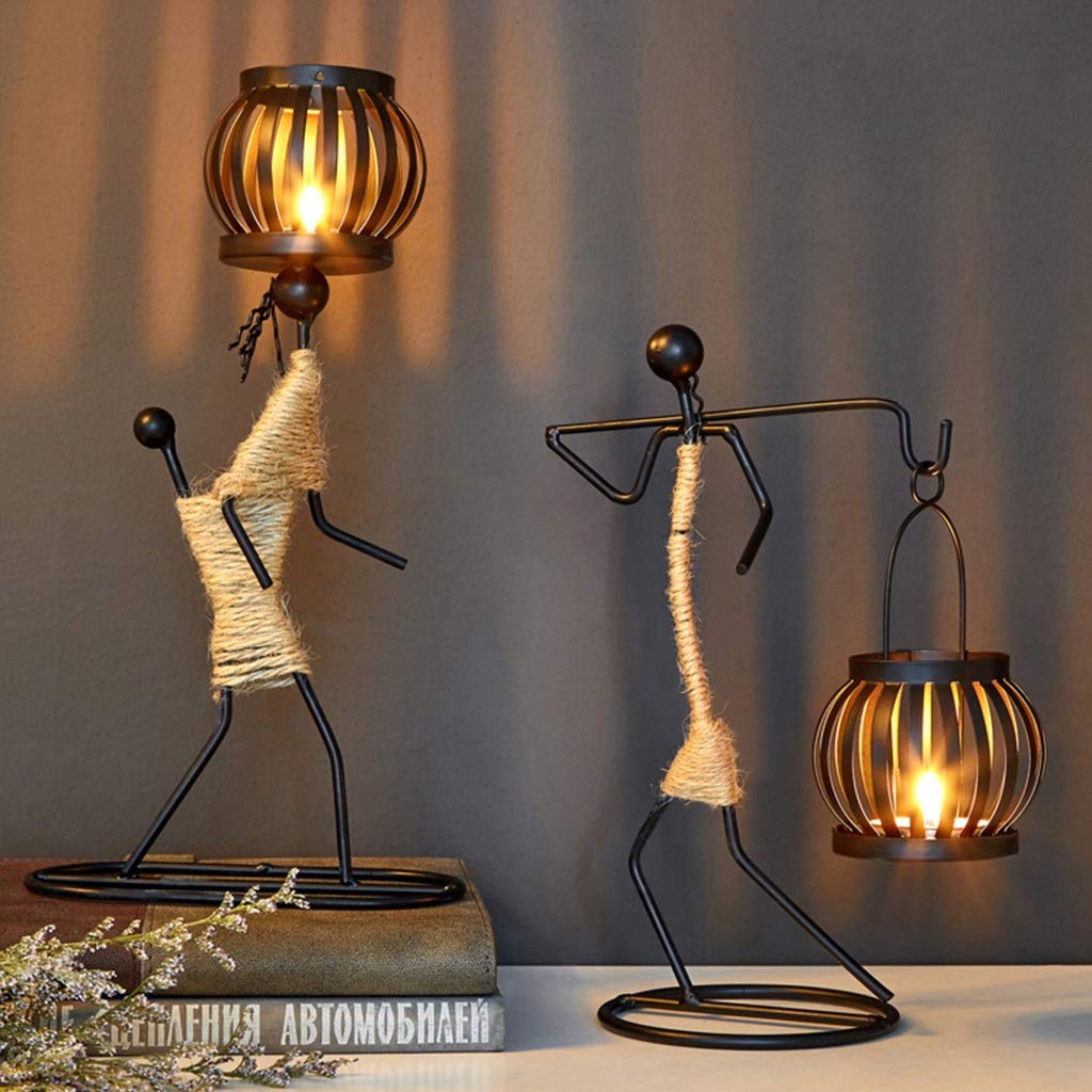 XILIN-1987 Candle Holderss Girl Shape Iron Candlestick Tabletop Decoration Cafe Candlelight Dinner Props Romantic Candlestick Decorative Candlestick (Size : A)
