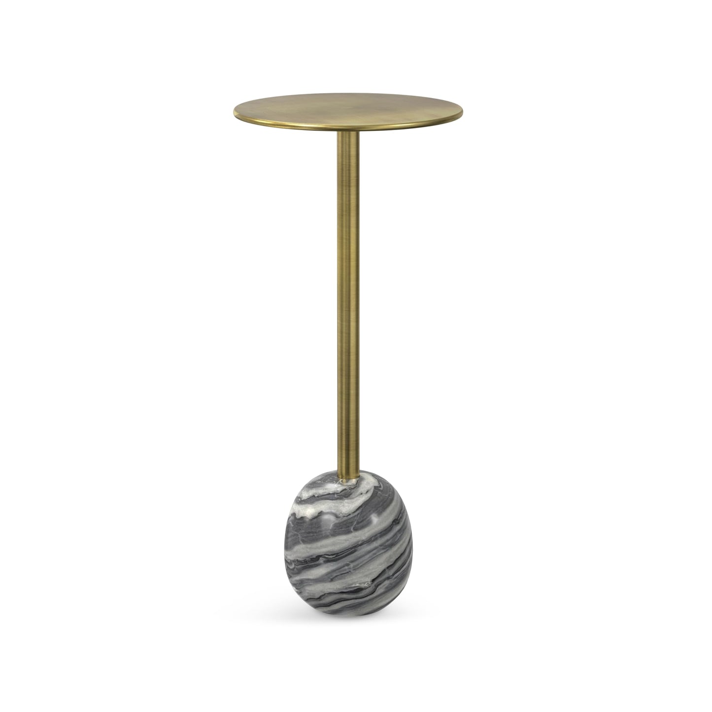 SIMPLIHOME Melene Metal Table - 12 inch Wide Solid Metal Round Side Table in Gold and Grey, Modern Contemporary Accent Table for Living Room, Bedroom, or Office with Slim Profile