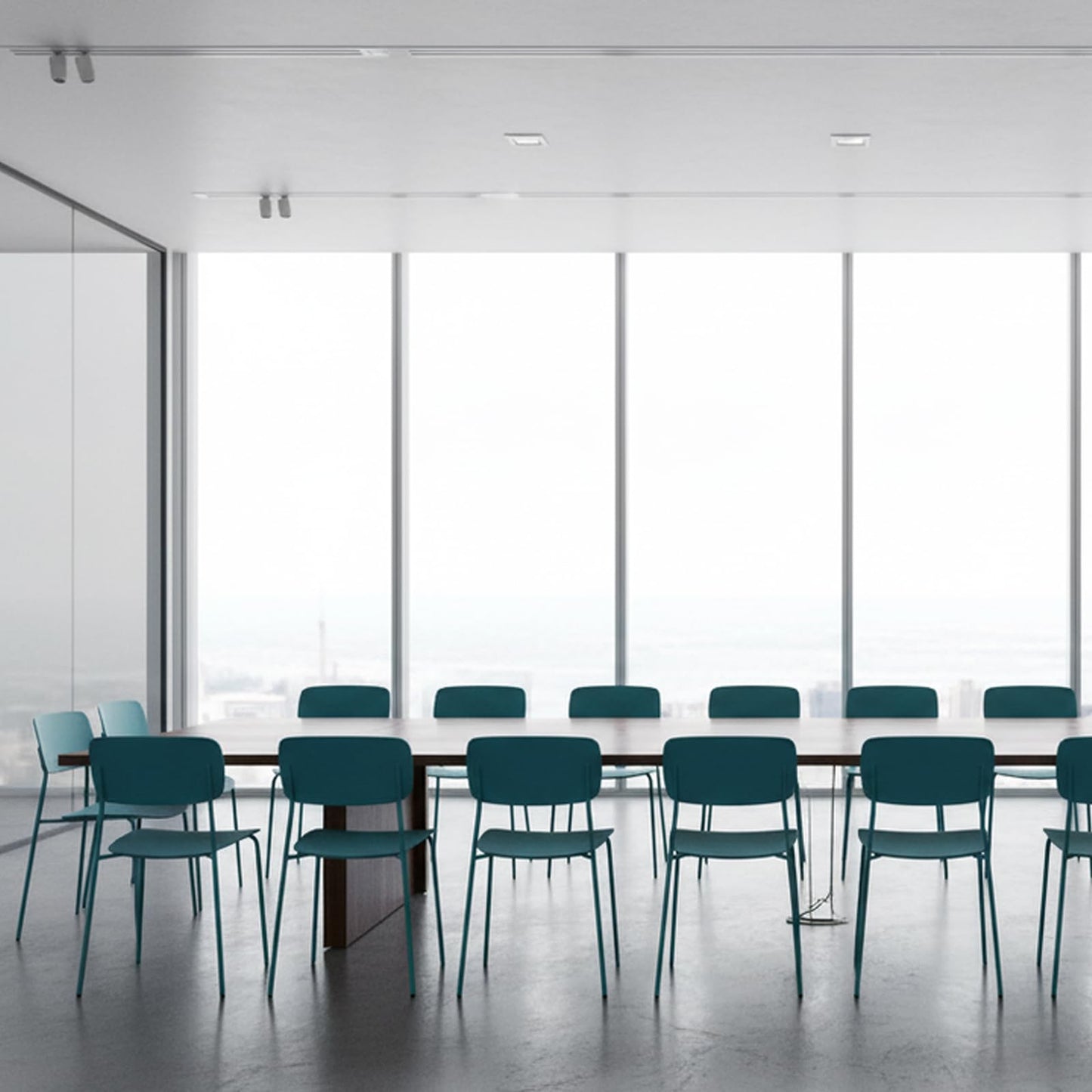 Sidanli Armless Stacking Chairs Set of 4, Office Waiting Room Chairs with Metal Legs and Ergonomic Plastic Seat, Metal Chairs Set of 4 for Conference Reception Dining Room, Blue