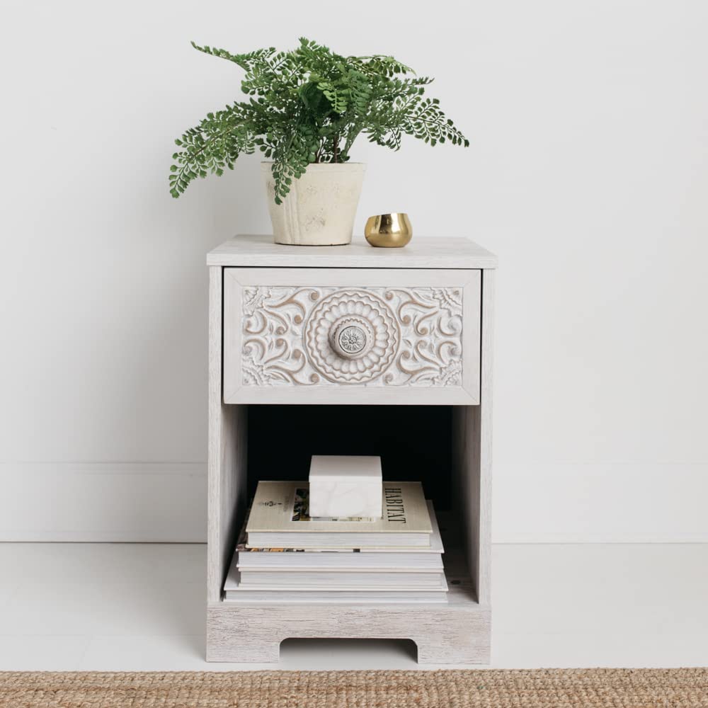 Signature Design by Ashley Paxberry Boho 1 Drawer Nightstand, Whitewash