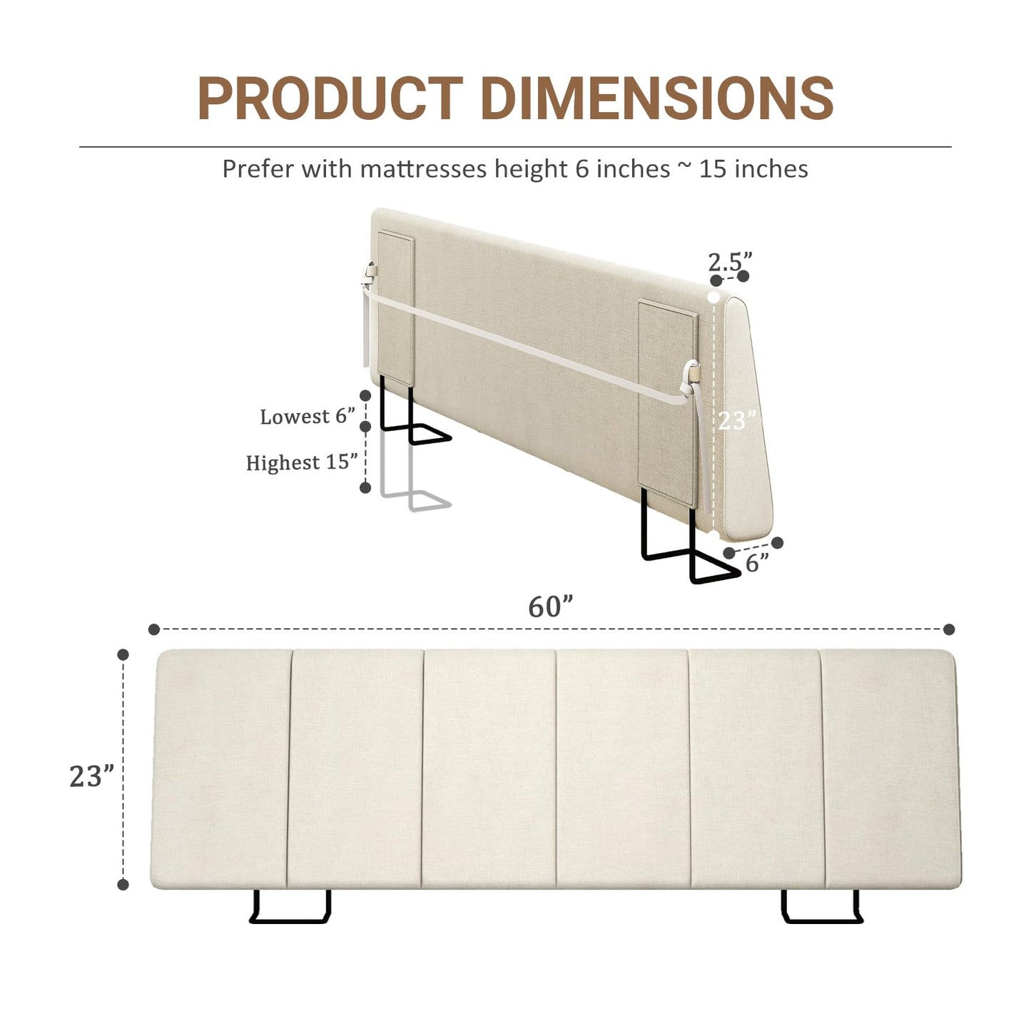 Liiwepo Queen Size Headboard Only-No Assembly, Upholstered Headboard Queen Size Linen Fabric Modern Style Headboards Extra-Thick, Beige