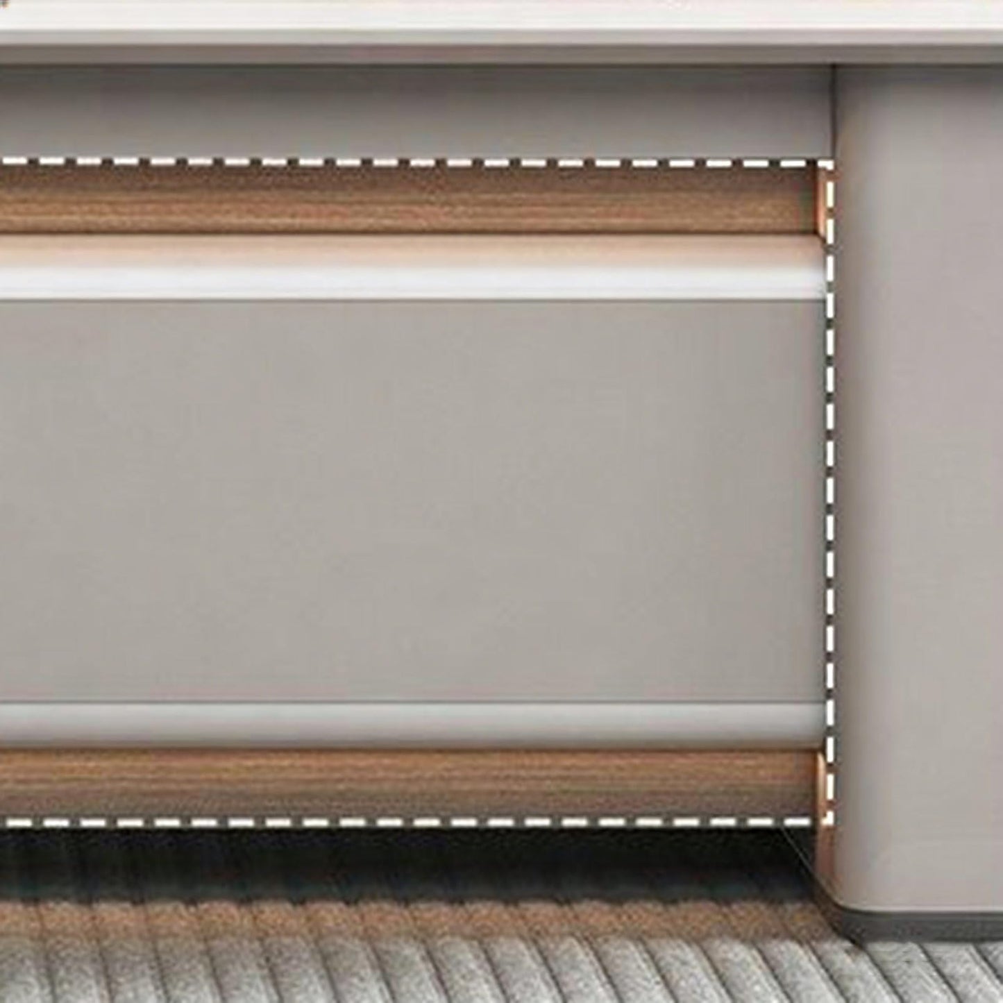 LSIGHTUS Gray L Shaped Executive Office Desk with Cabinet, Modern Large Home Computer Desk with Thickened Tabletop and Cable Management Box Study Gaming Table Business Furniture for CEO, Boss
