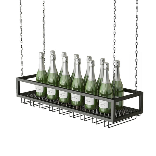 Tatitzro Wine Glass Rack, Metal Ceiling Wine Bottle Holder, Floating Wine Plant Storage Shelf Vintage Display Wine Storage Holder for Bar Restaurant Cafe, Hanging Flower Stand Shelving(60x2