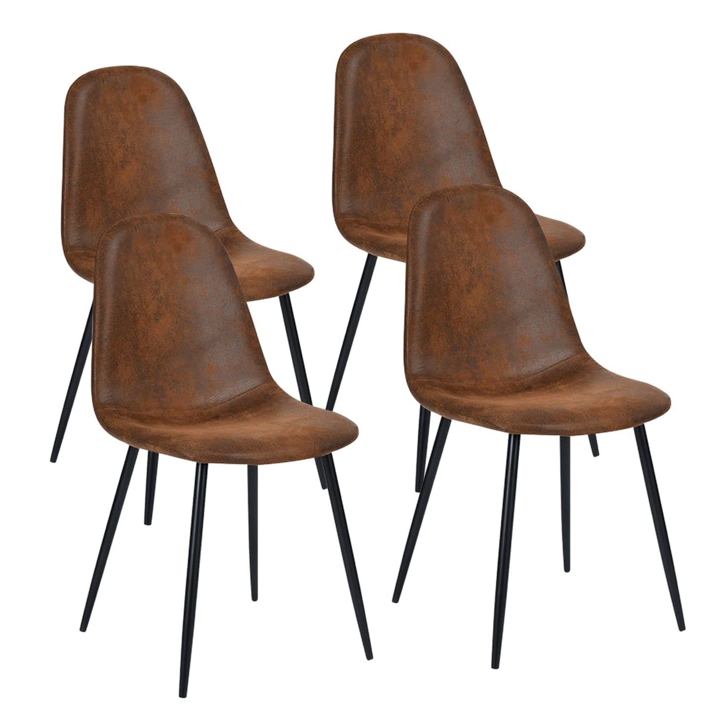 Dining Chairs Set of 4, Modern Suede Fabric Comfortable Side Seating for Kitchen,Guest, Brown