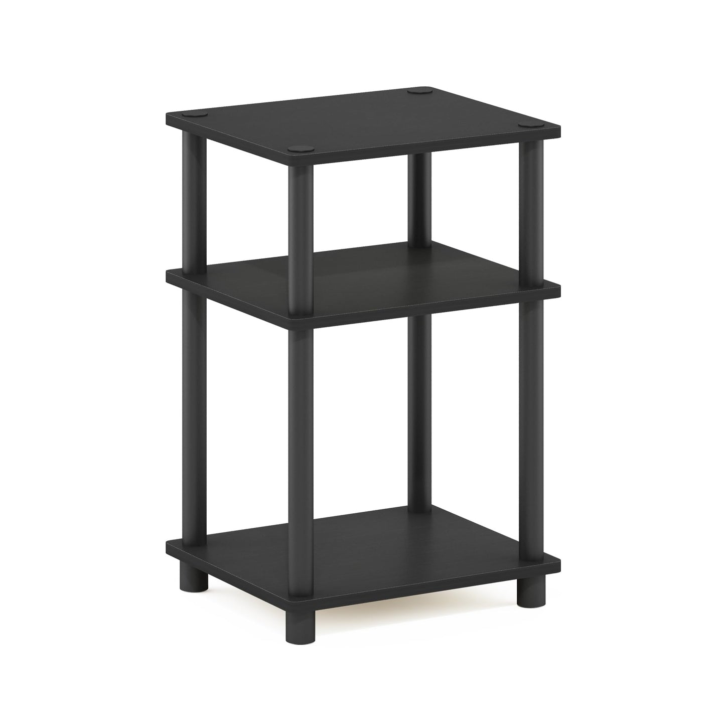 Furinno JUST Side Table, 3-Tier End Table, Open Shelves Night Stand, Bedside Table, Toolless Assembly, for Living Room, Bedroom, Bathroom, Americano