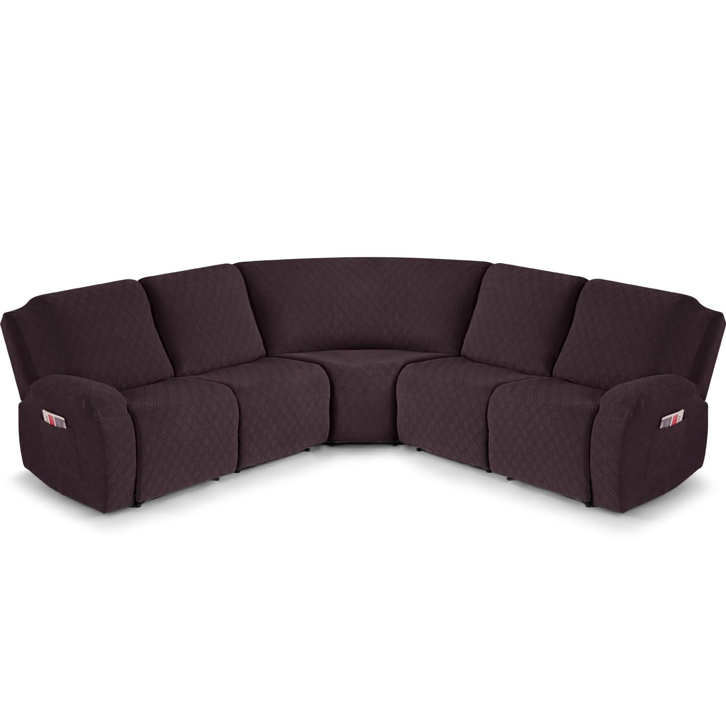 VANSOFY Extra Large Reclining Sectional Couch Covers, Washable 5-Piece Sofa Covers for L Shape Sectional Sofa Corner Seater, Thick, Soft Sofa Slipcovers (5 Seat Recliner Cover, Chocolate)