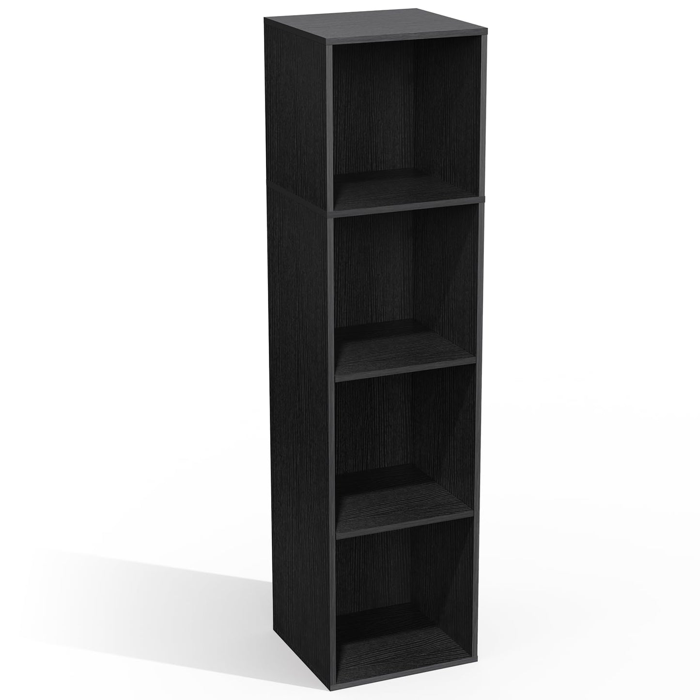 NewBeth 4 Cube Storage Organizer, 4 Tier Cube Low Bookcase Freestanding Storage Display Organizer, Four-Cubes Open Shelf Bookshelf for Home Office (Black, 4-Cube)