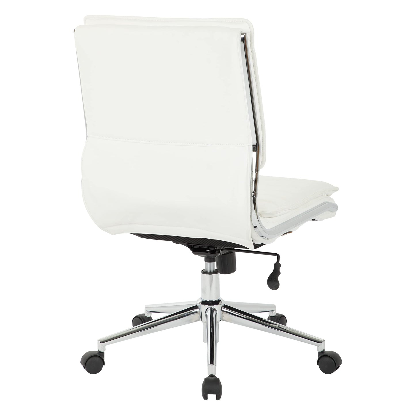 Office Star SPX Professional Ergonomic Ribbed Faux Leather Office Chair with Chrome Base, Mid Back Manager's Chair Without Arms, White