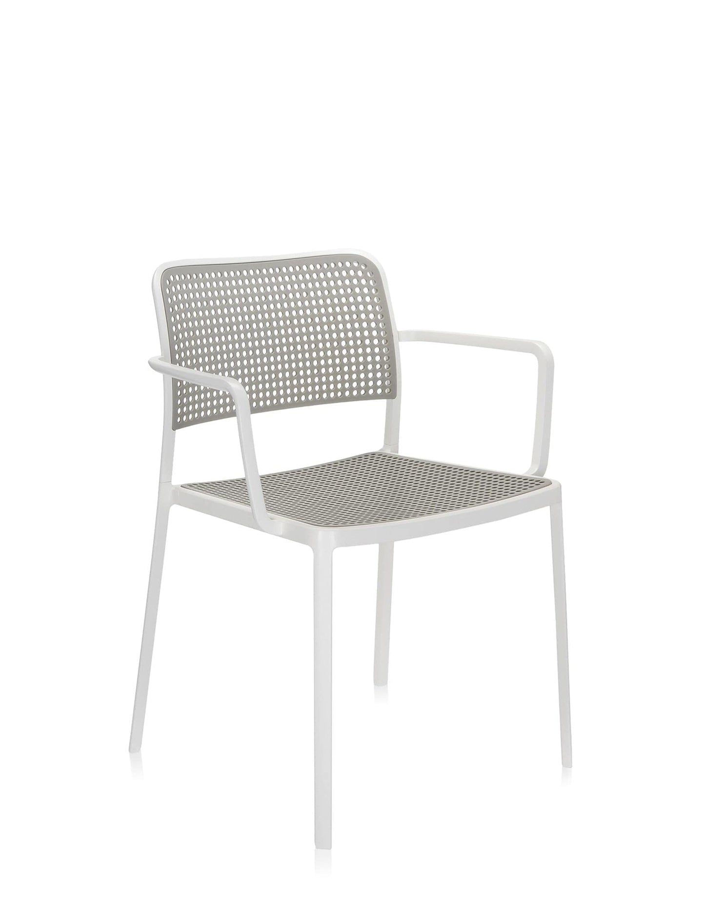 Kartell 5876/B3 Audrey Chair by Piero Lissoni, Pack of 2, Pained Aluminum White/Light Grey