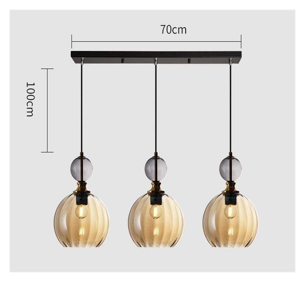 Modern Chandelier, Nordic Colored Glass Chandeliers Postmodern Creative Designer Restaurant Bar Counter Bedroom Bedside Lamp LED Lighting Fixtures(Amber 3 Heads)