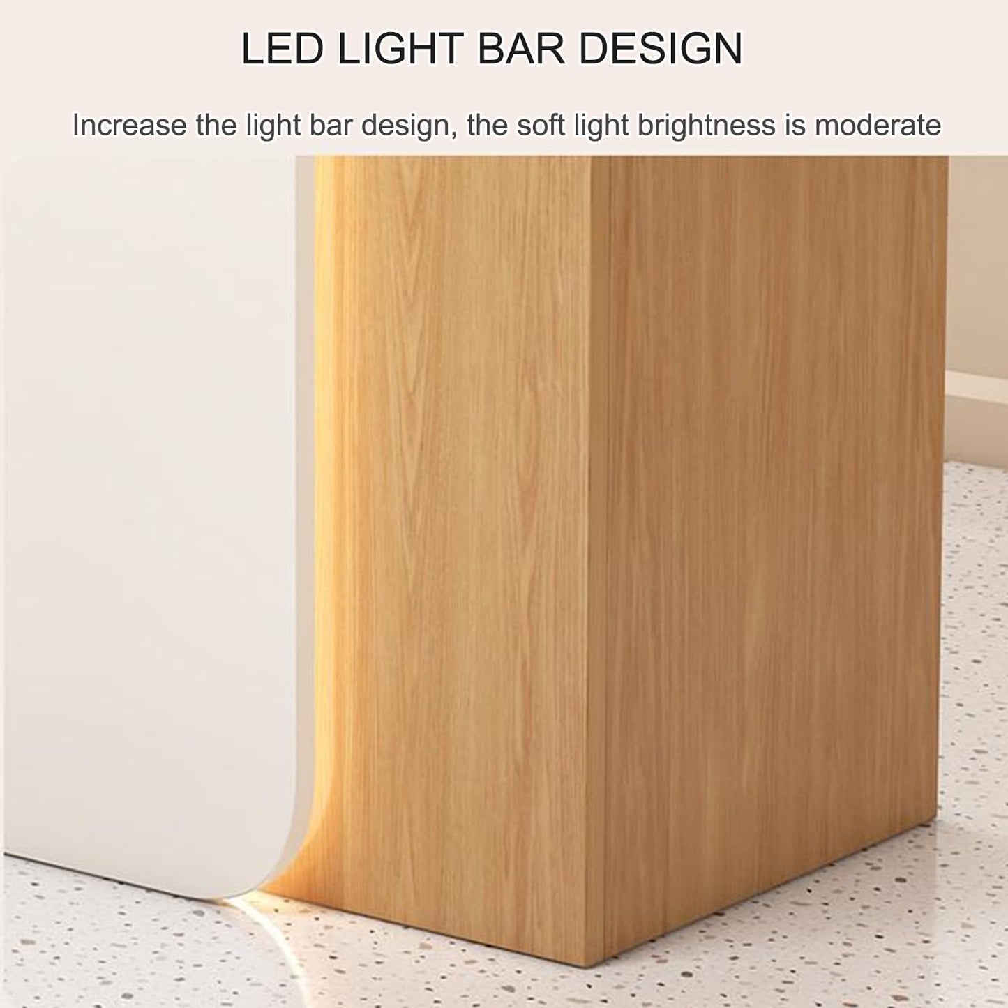 Retail Checkout Counter with LED Lights, Lockable Drawer - Modern Reception Desk for Supermarket, Convenience Store, Hotel Lobby, Office