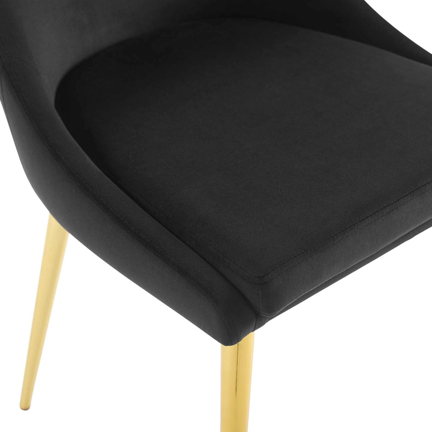 Modway Viscount Performance Velvet Dining Side Chair with Gold Stainless Steel Legs in Black