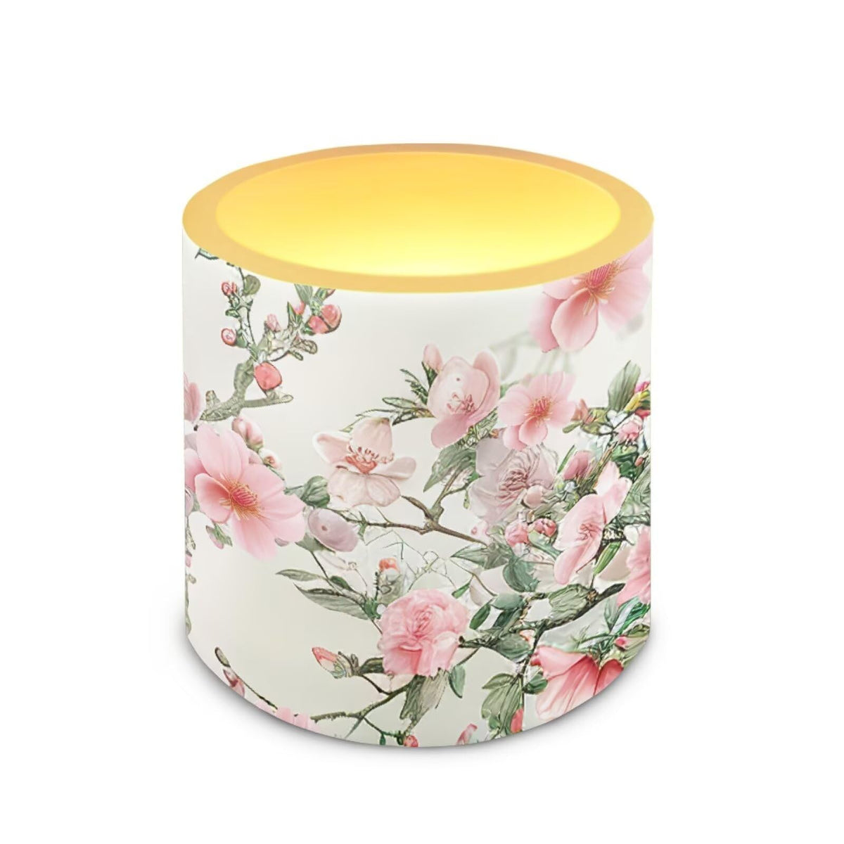 NETILGEN Flickering Flameless Candles with Remote Timer Control Pack of 4 Battery Operated LED Pillar Candles 3 inch Flameless LED Candles Pink Flowers Print