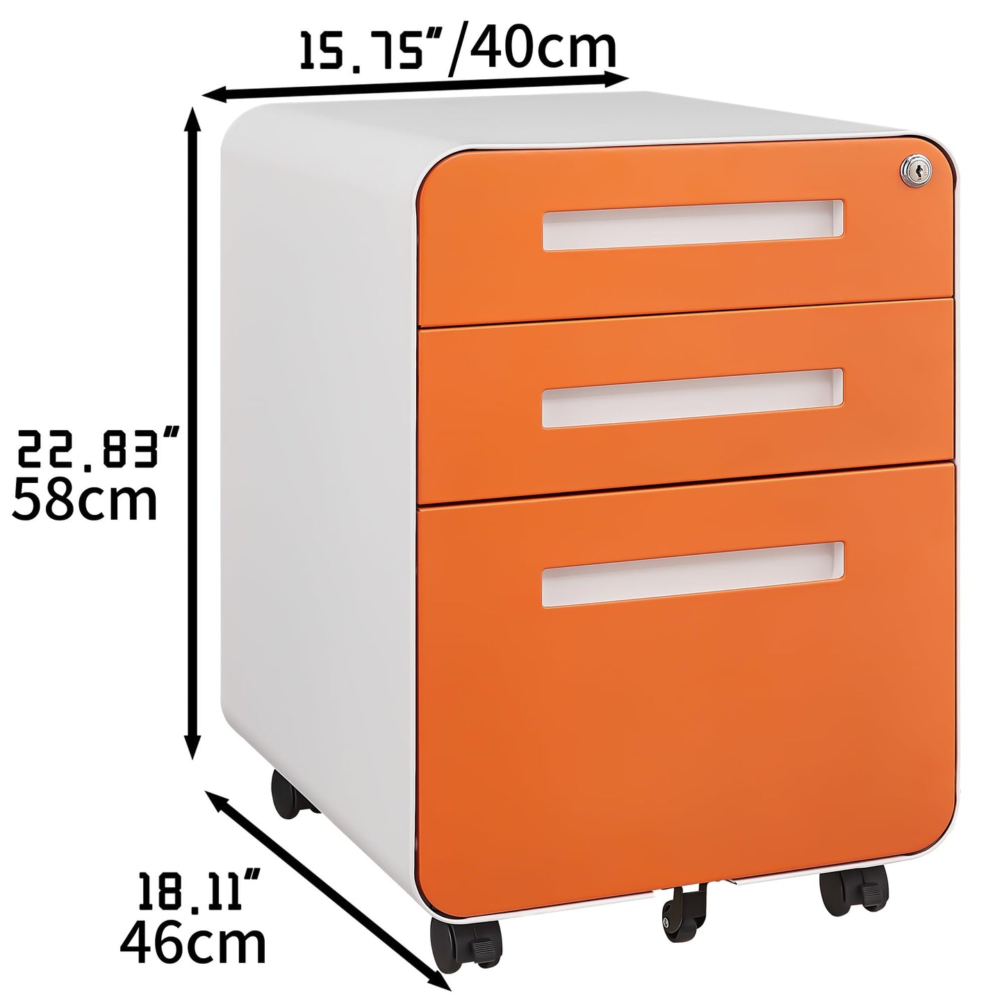 GarveeHome 3 Drawer Mobile File Cabinet with Lock, Under Desk Metal Filing Cabinet for Home Office, Under Desk Storage with 5 Wheels for A4/Letter/Legal Size, Fully Assembled