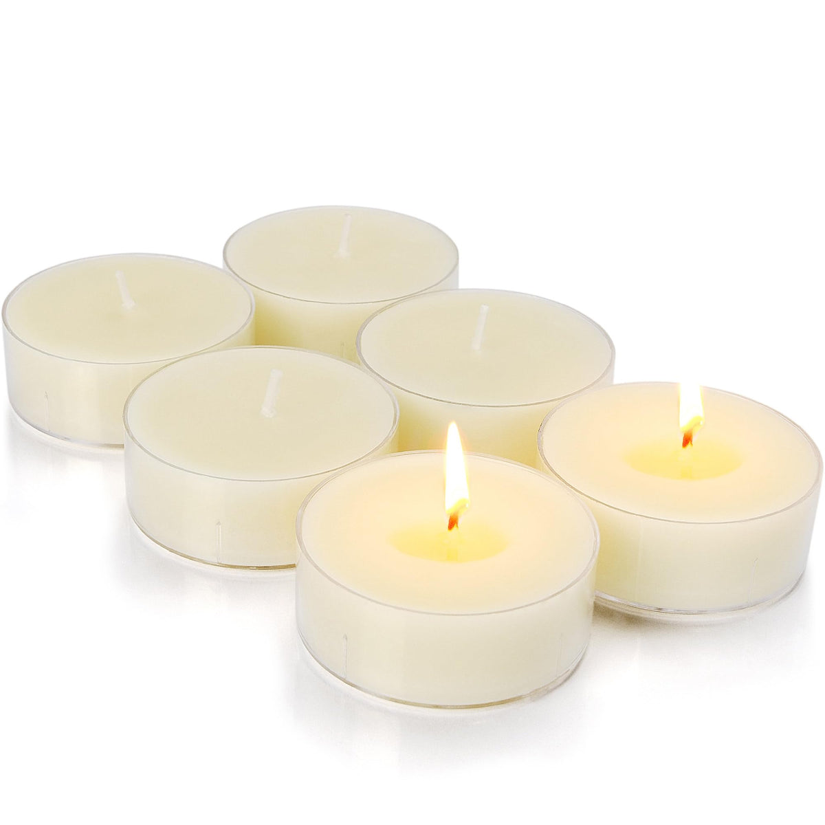 Vanilla Scented Tealight Candles 6Pcs, Natural Soy Tea Lights Candle - 8 Hour Long Burning with Essential Oil for Home Decor, Dinner, Weddings, Party