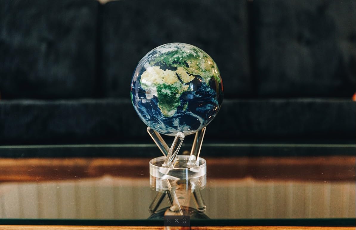 MOVA Globe - Earth with Clouds Prestige (8.5") | Self-Rotating Globe Powered by Light | Silent Motion, No Batteries or Wires | Unique Desk Decor or Gift for Space Lovers