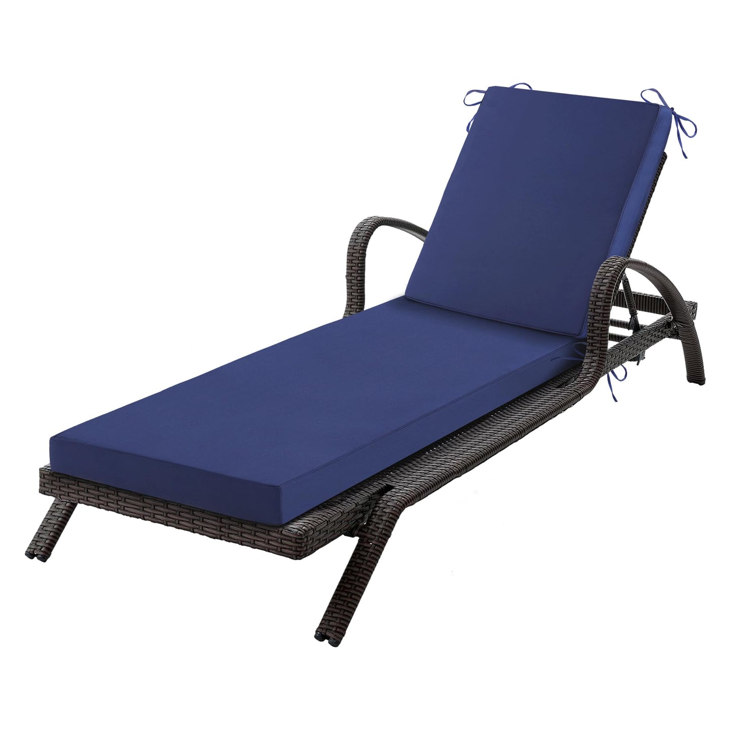 Aegisun Chaise Lounge Cushions Outdoor, 72x 21x 3 Inch Waterproof & Fade-Resistant Lounge Chair Cushion, Outdoor Chaise Cushion with Removable Cover & Ties for Lawn, Patio, Pool & Beach, Navy Blue