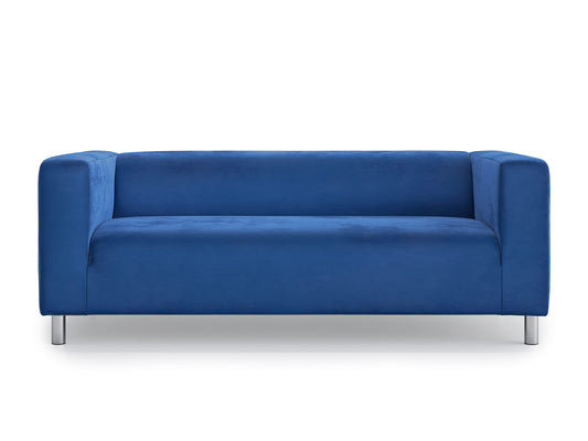 MASTERS OF COVERS Snug Fit Classic Velvet Klippan Loveseat Slipcover for The IKEA 2 Seater Klippan Loveseat Sofa Cover Replacement (Blue, Velvet)