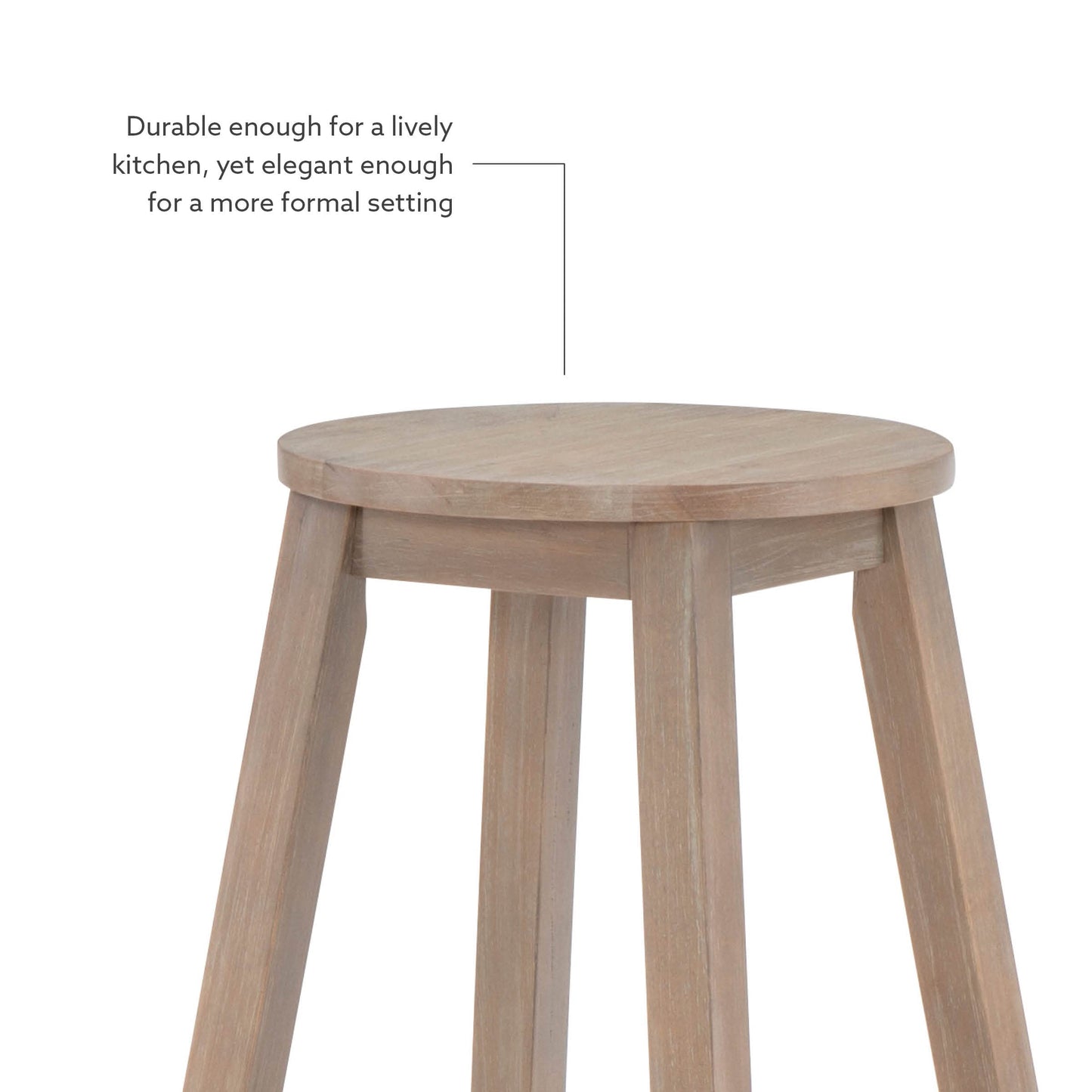 Linon Zeke Grey Wash 24" Counter Stool with Round Seat