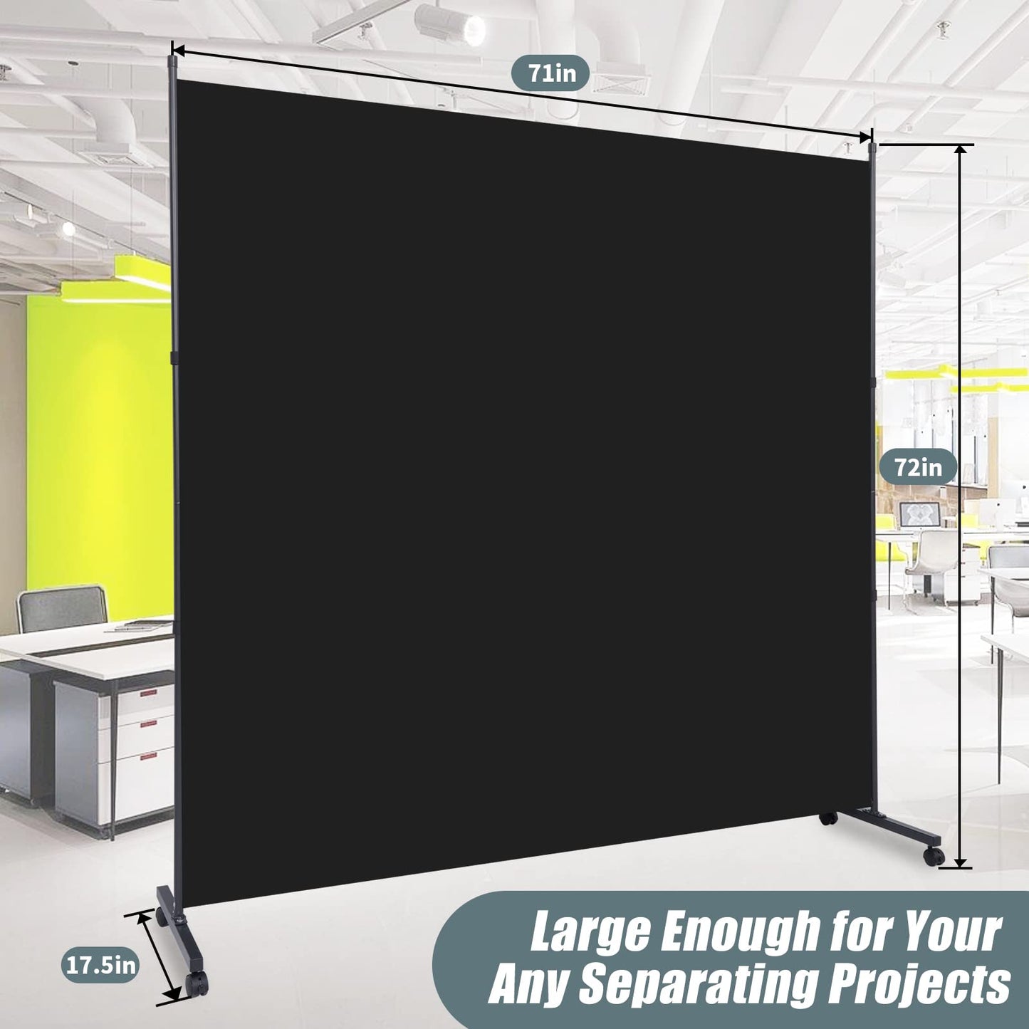 Room Divider Single Panel Partition Room Dividers/Wheels, 71'' Wide Portable Room Divider Screen, Upgrade Fabric Wall Divider for Room Partition Privacy for Space Separation Separator Home Office