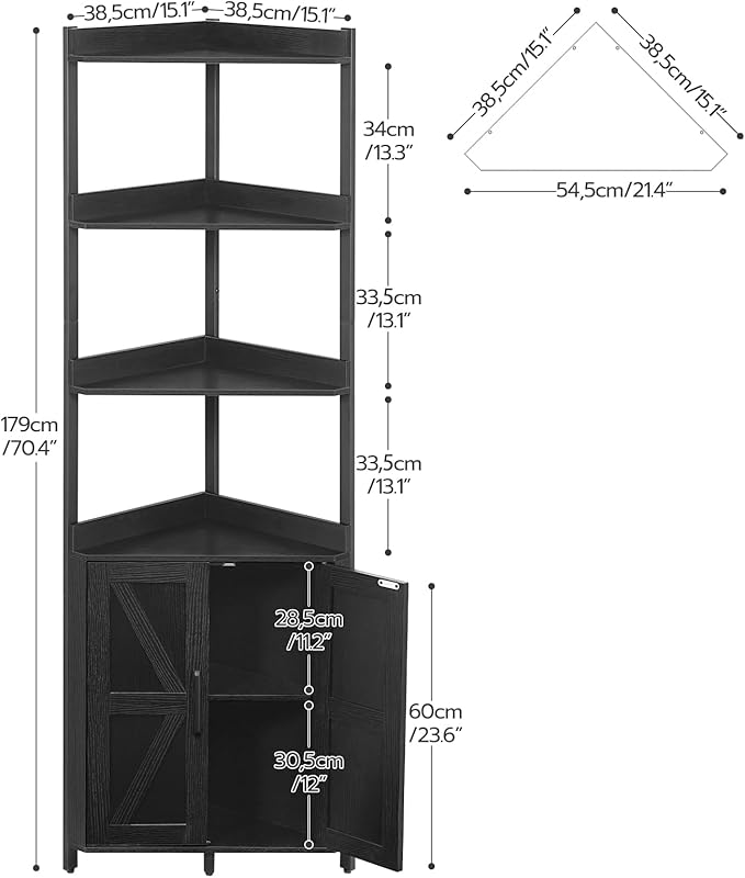 HOOBRO Corner Shelf with Storage, Tall Corner Storage Cabinet, 5-Tier Corner