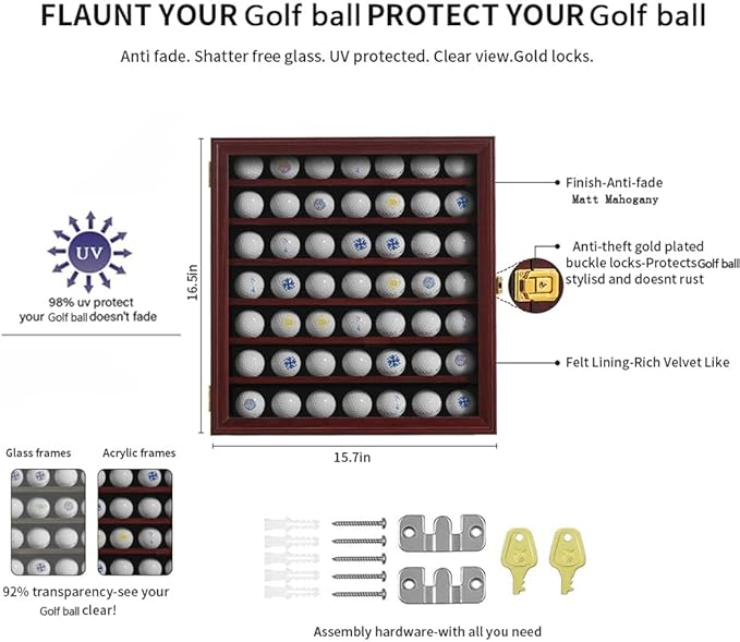 KCRasan 49 Golf Ball Display Case Lockable