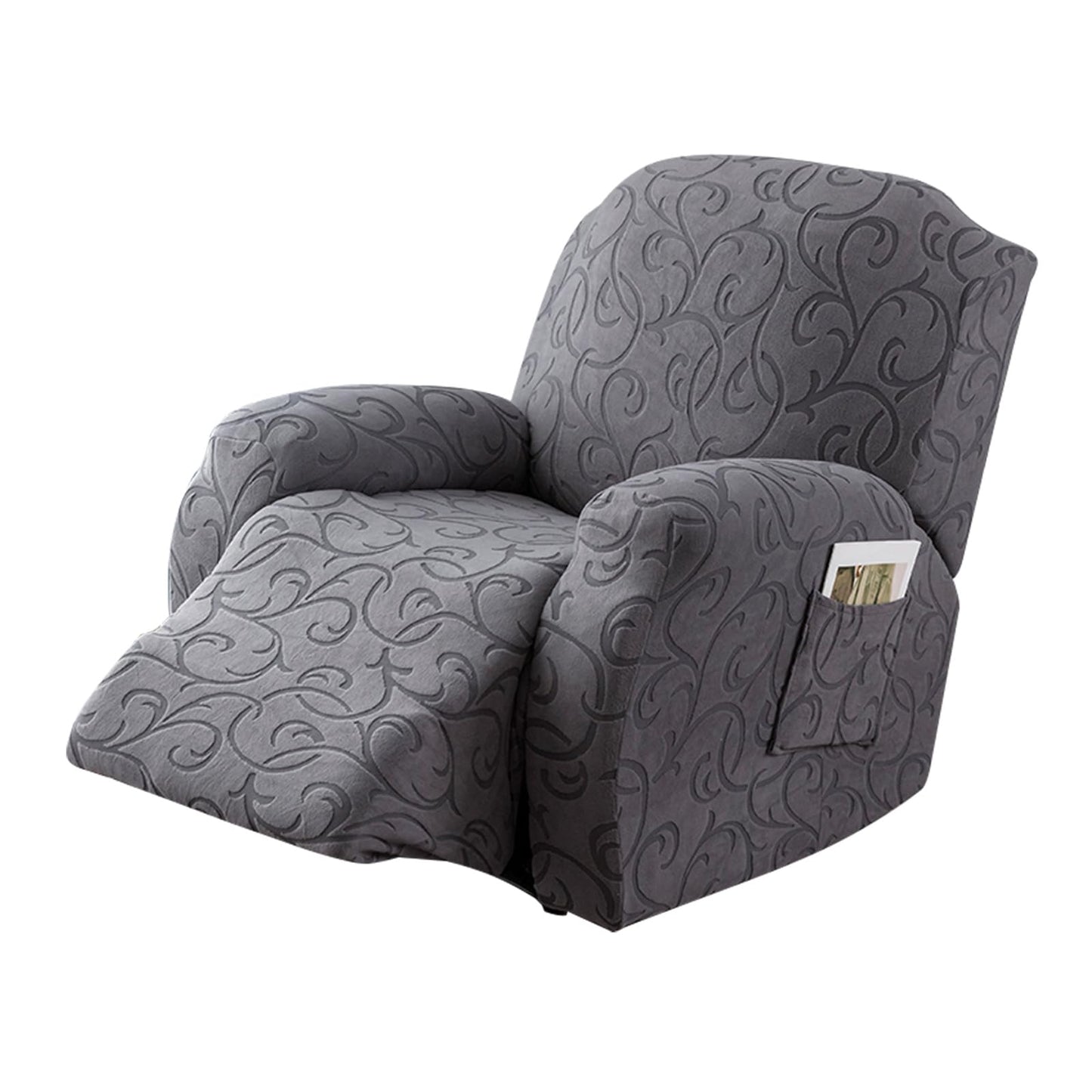 YUEANG 4 Pieces Recliner Cover Stretch Sofa Slipcover, Sofa Couch Cover for Reclining Couch 1 Seat, Washable Furniture Protector with Elastic Bottom for Kids, Dog