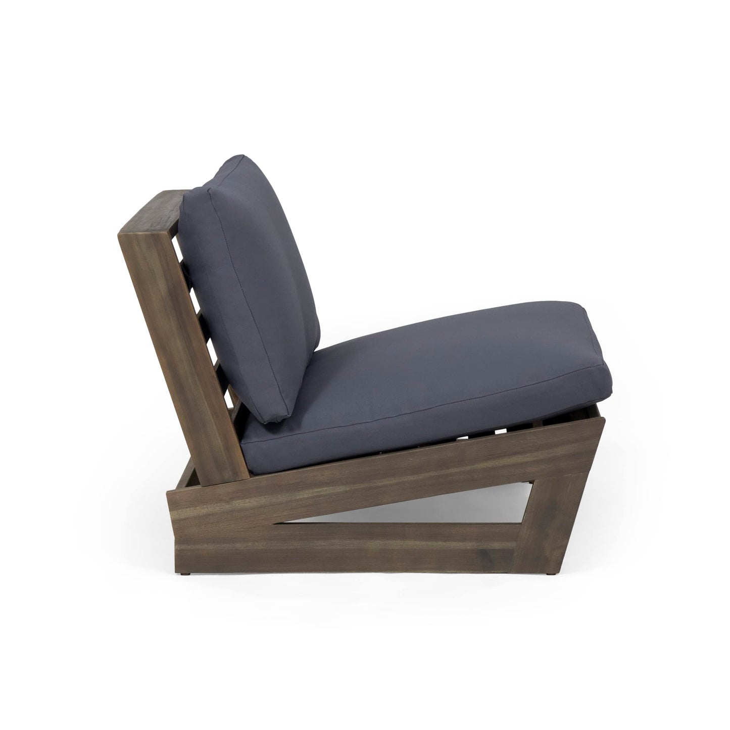 Sherwood Outdoor Club Chair with Cushions - Acacia Wood - Gray/Dark Gray