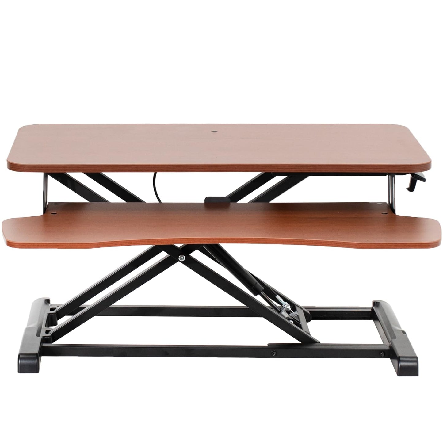 VIVO 32 inch Desk Converter, K Series, Height Adjustable Sit to Stand Riser, Dual Monitor and Laptop Workstation with Wide Keyboard Tray, Dark Walnut Top, Black Frame, DESK-V000KA