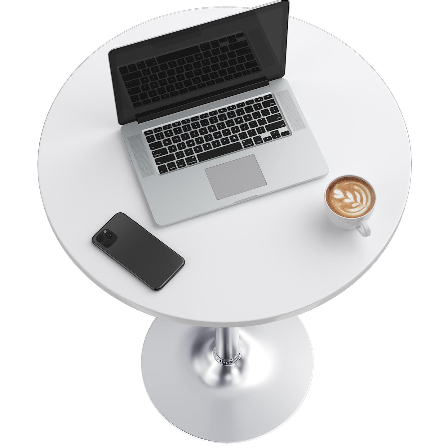 Furmax Bistro Pub Table Round Bar Height Cocktail Table for Home Bar, Small Round Bar Tables for Party, Dining Room, Living Room and Wedding, Metal Base MDF Top Obsidian, 40.6 Inch Height (2, White-2)