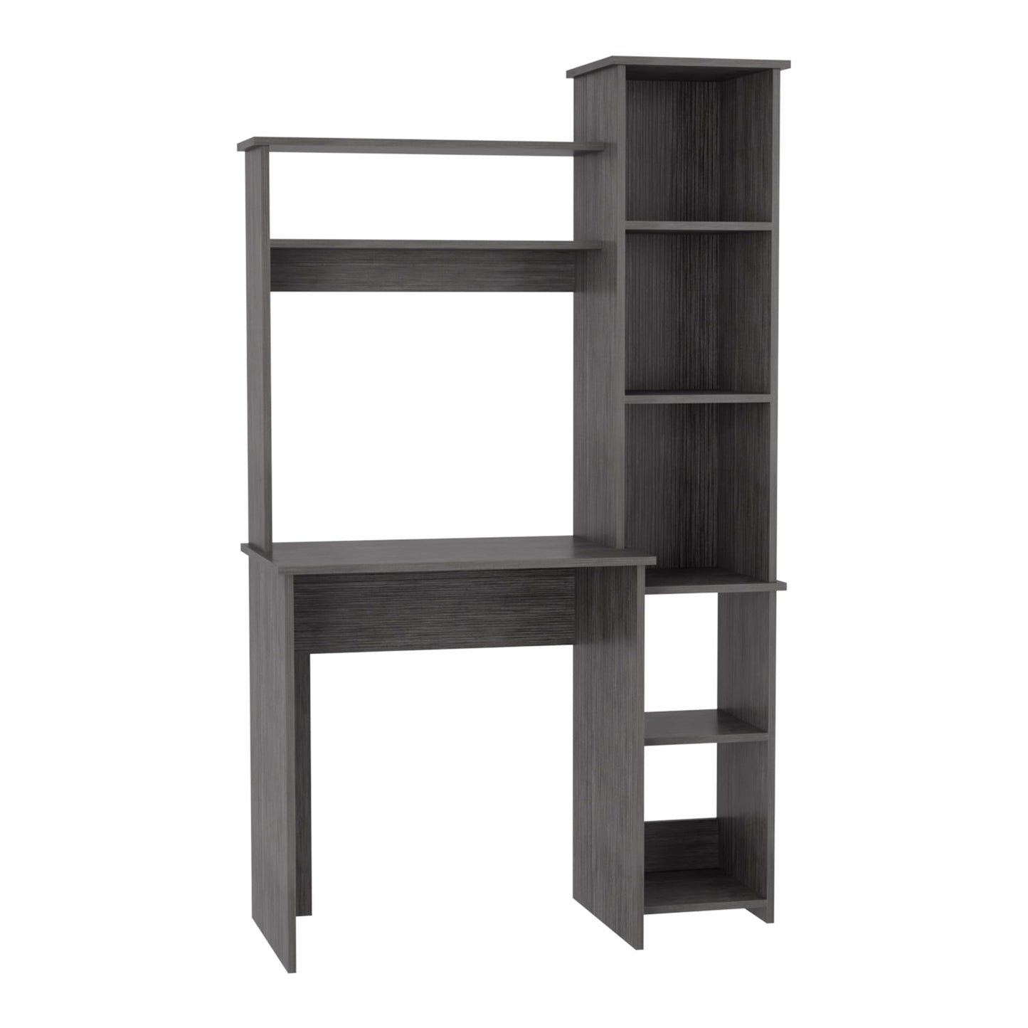 Tuhome Versalles Writing Desk with Two Superior Shelves, Five Side Open Storage Compartments, Space-Saving Modern Workstation Design for Studios and Offices, Ideal for Organization, Books