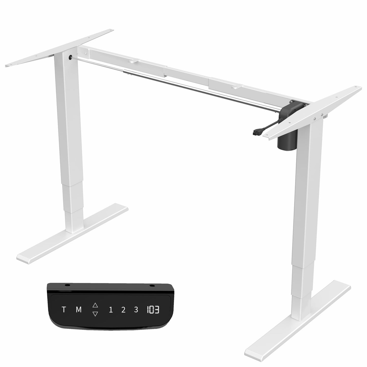 VIVO Electric Stand Up Desk Frame Workstation with Memory Touch Pad, Single Motor Ergonomic Standing Height Adjustable Base, White, DESK-V102EW