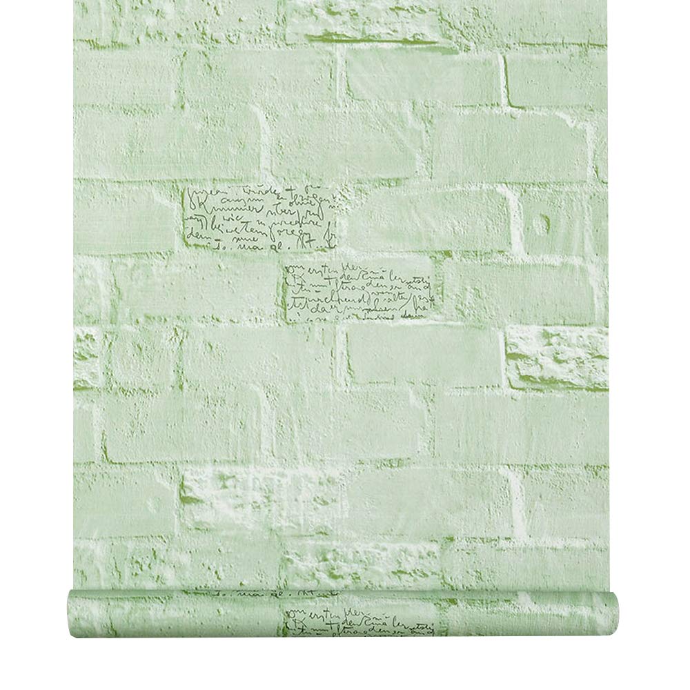LovingWay English Quotes Drawer Liner 17.7x177 Inch Decor Classroom Wall Easy-to-Install PVC Corner Shelving Paper Green Bricks