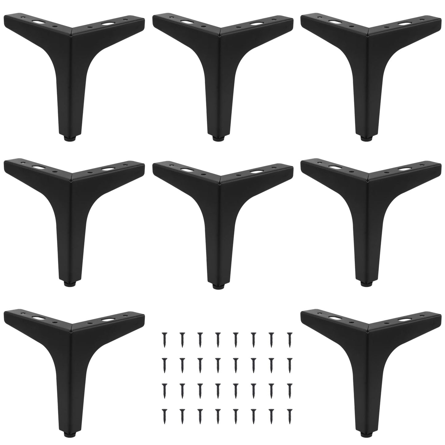 GENHAKON 8 PCS 7 Inch Furniture Legs, Black Metal Triangle Furniture Feet, Replacement Sofa Legs Suitable for Sofa, Coffee Table, Cabinet, Cupboard, Chair, End Table