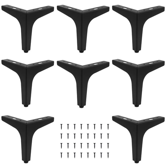 GENHAKON 8 PCS 7 Inch Furniture Legs, Black Metal Triangle Furniture Feet, Replacement Sofa Legs Suitable for Sofa, Coffee Table, Cabinet, Cupboard, Chair, End Table
