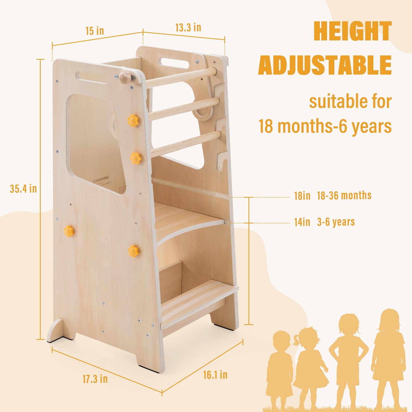 Gewitt Toddler Standing Tower, 4 in 1 Kitchen Stool Helper with Whiteboard, Kids Step Stool with Convertible Table and Chair, Toddler Helper Tower with Adjustable Height for Counter,Sink
